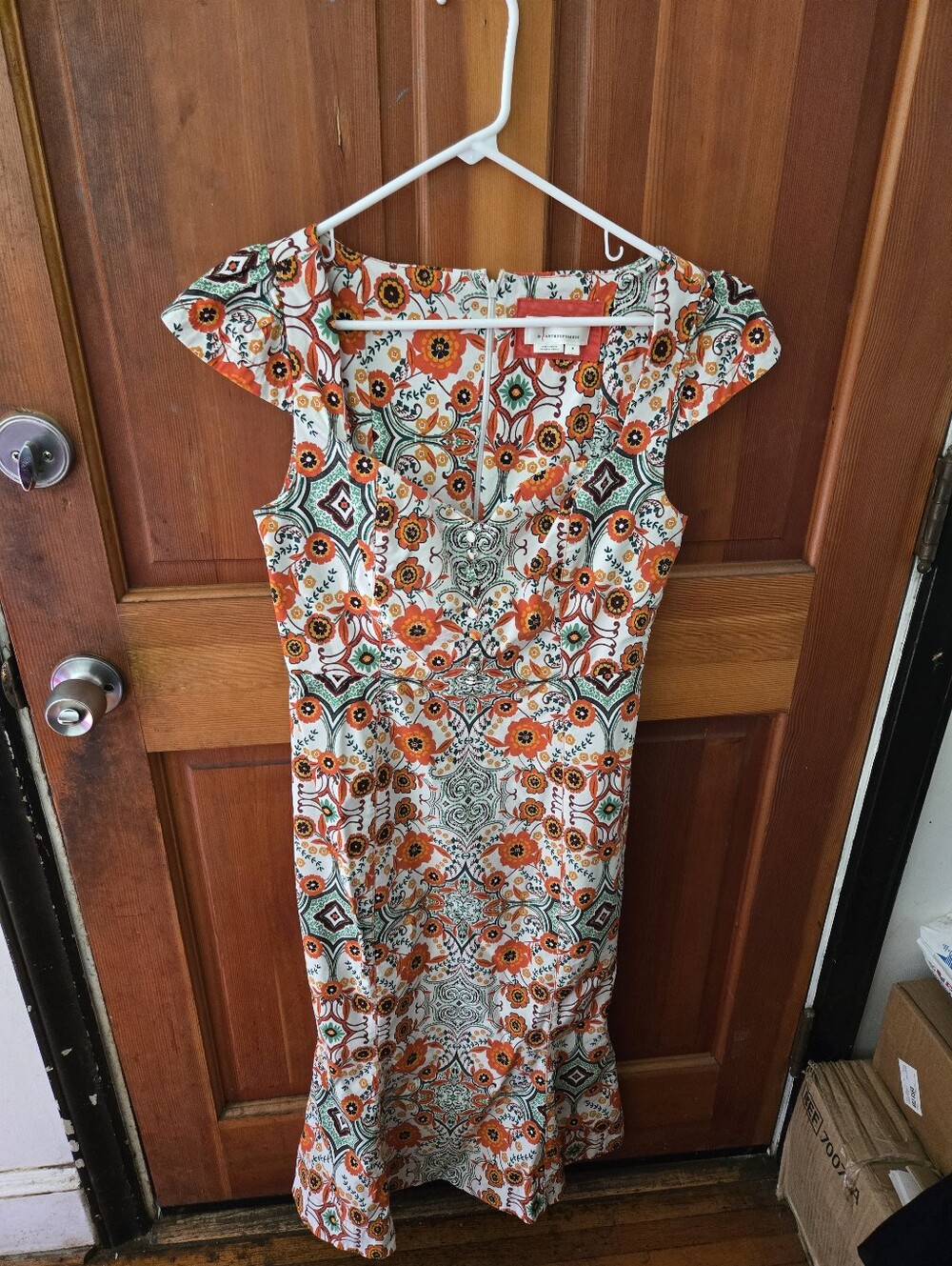 Anthropologie Floral Dress in Orange, Green & Yellow - Picture 4 of 7